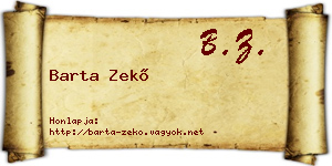 Barta Zekő névjegykártya